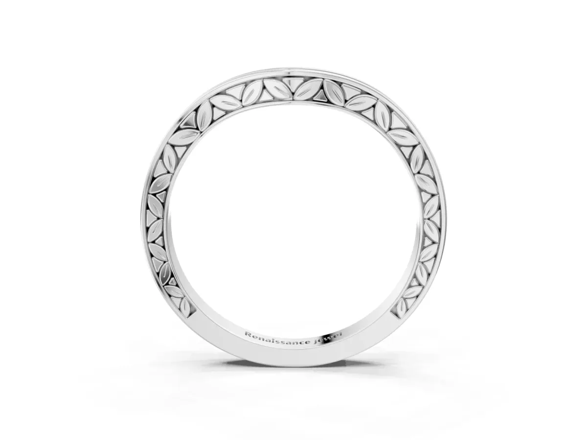 Round Cut Channel Set Wave Band with Pavé Setting Platinum