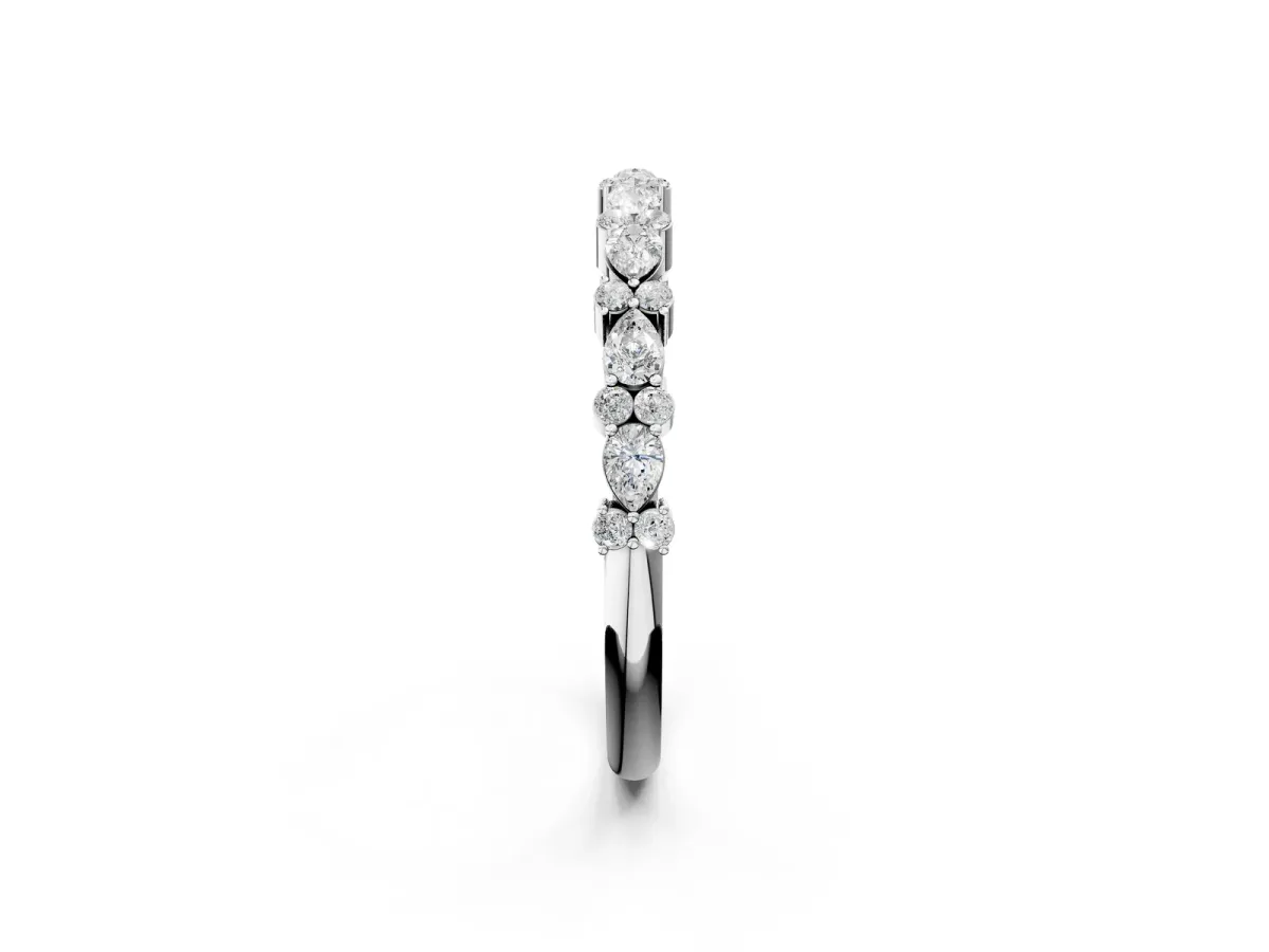 Pear and Round Diamond Wedding Band Platinum