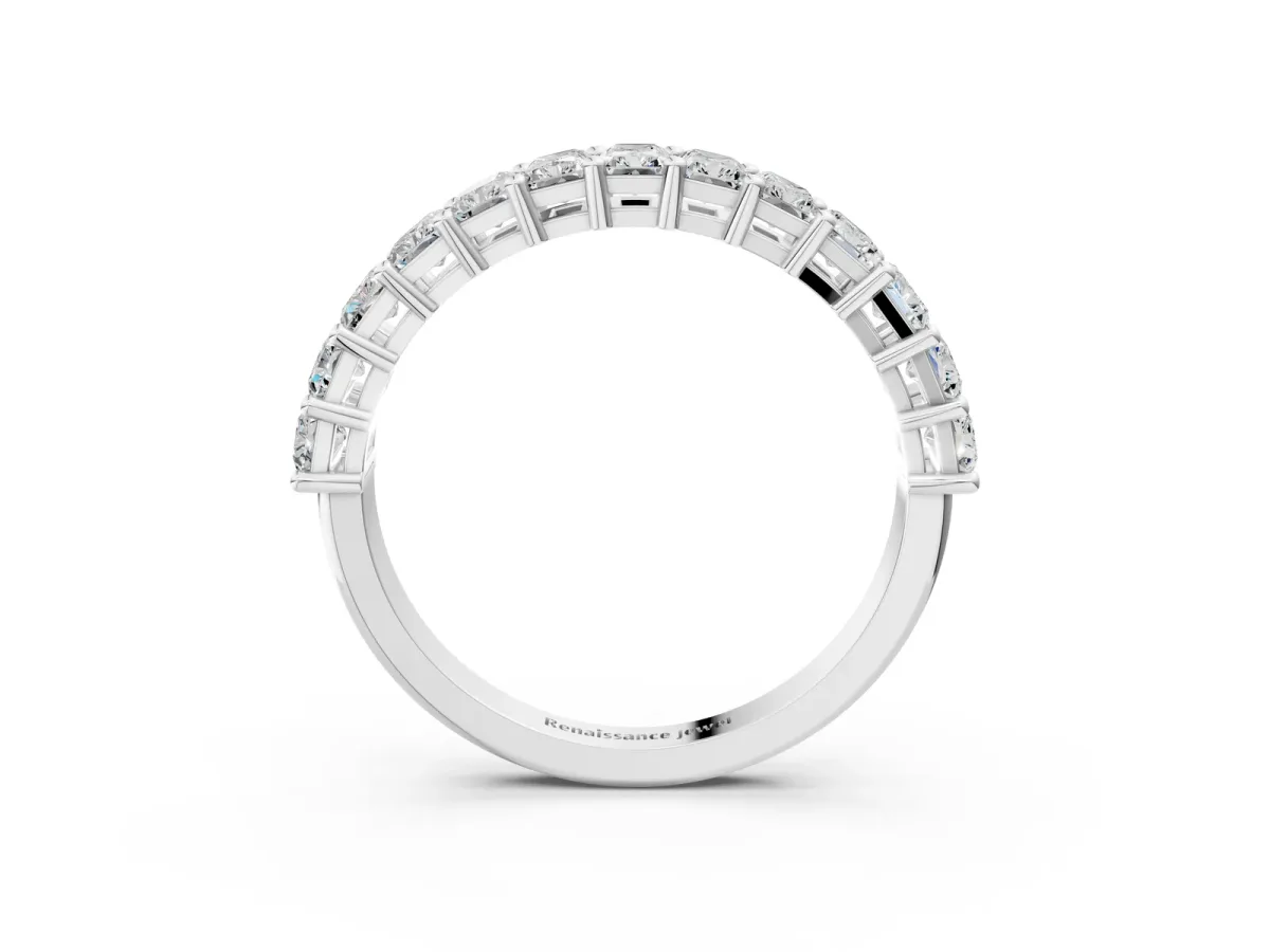 radiant Cut half eternity band with shared prong setting Silver