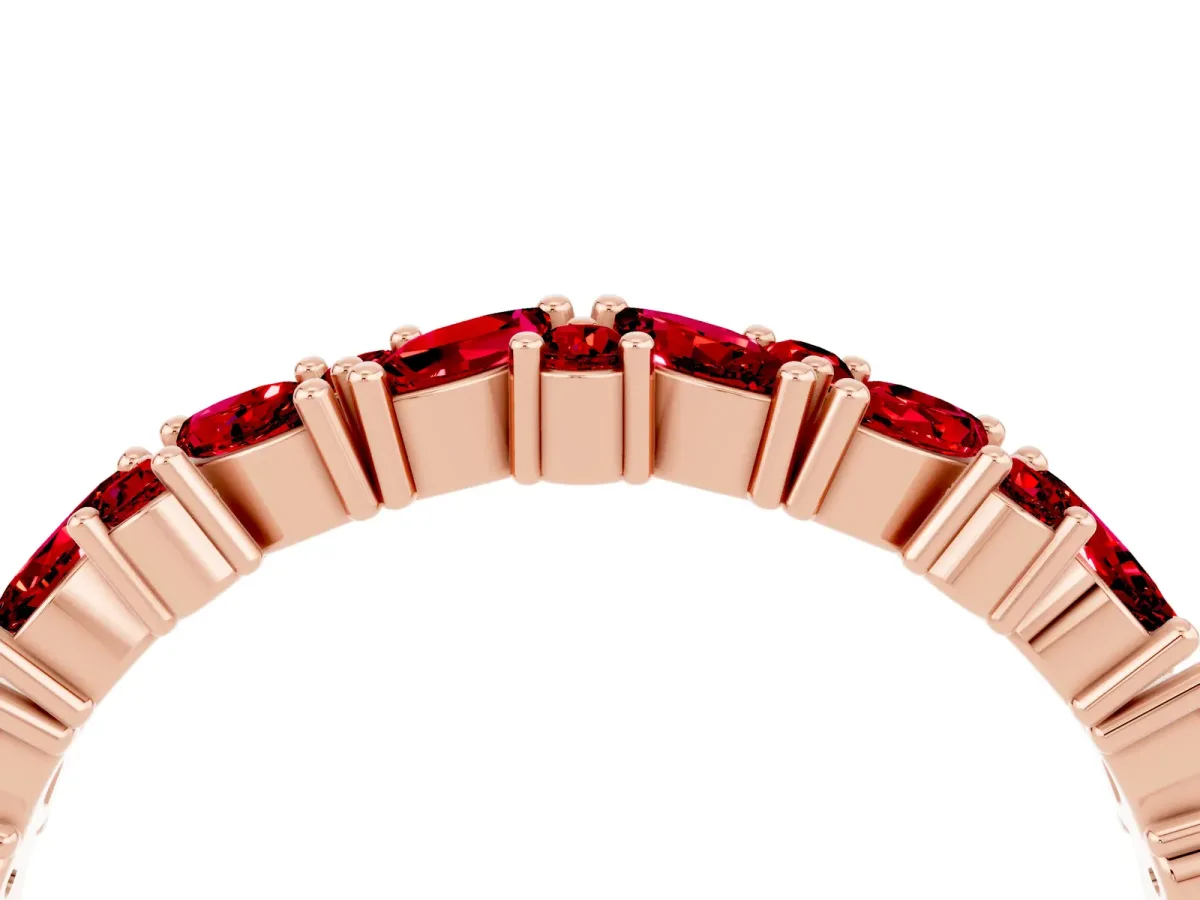 Marquise and Round Ruby Vine Eternity Band with Prong Setting Rose gold