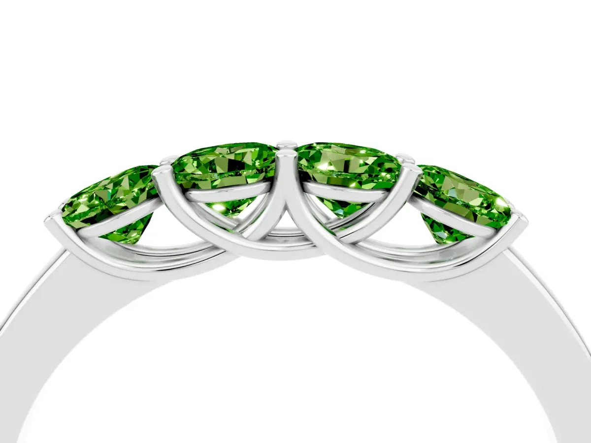 Four-Stone Round Peridot Prong-Set Band Platinum