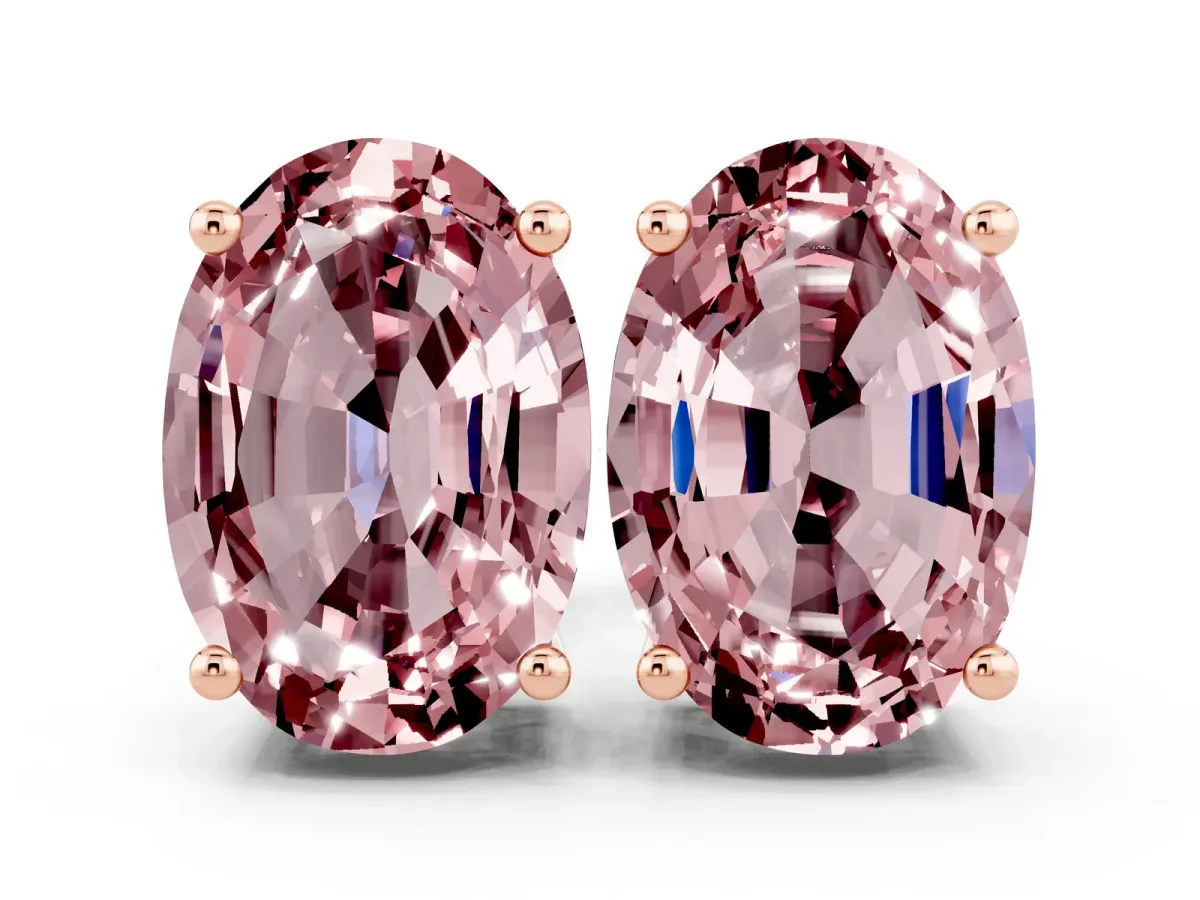 Oval Cut Morganite Stud Earrings Rose gold