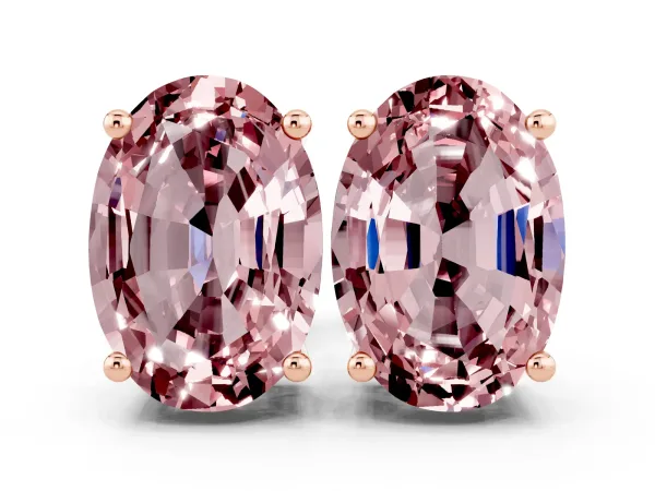 Oval Cut Morganite Stud Earrings Rose gold