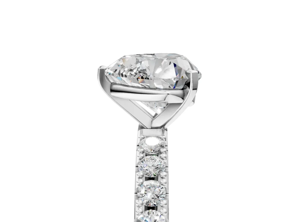 Heart Cut Diamond Solitaire Pavé Band with Four-Prong Setting Platinum