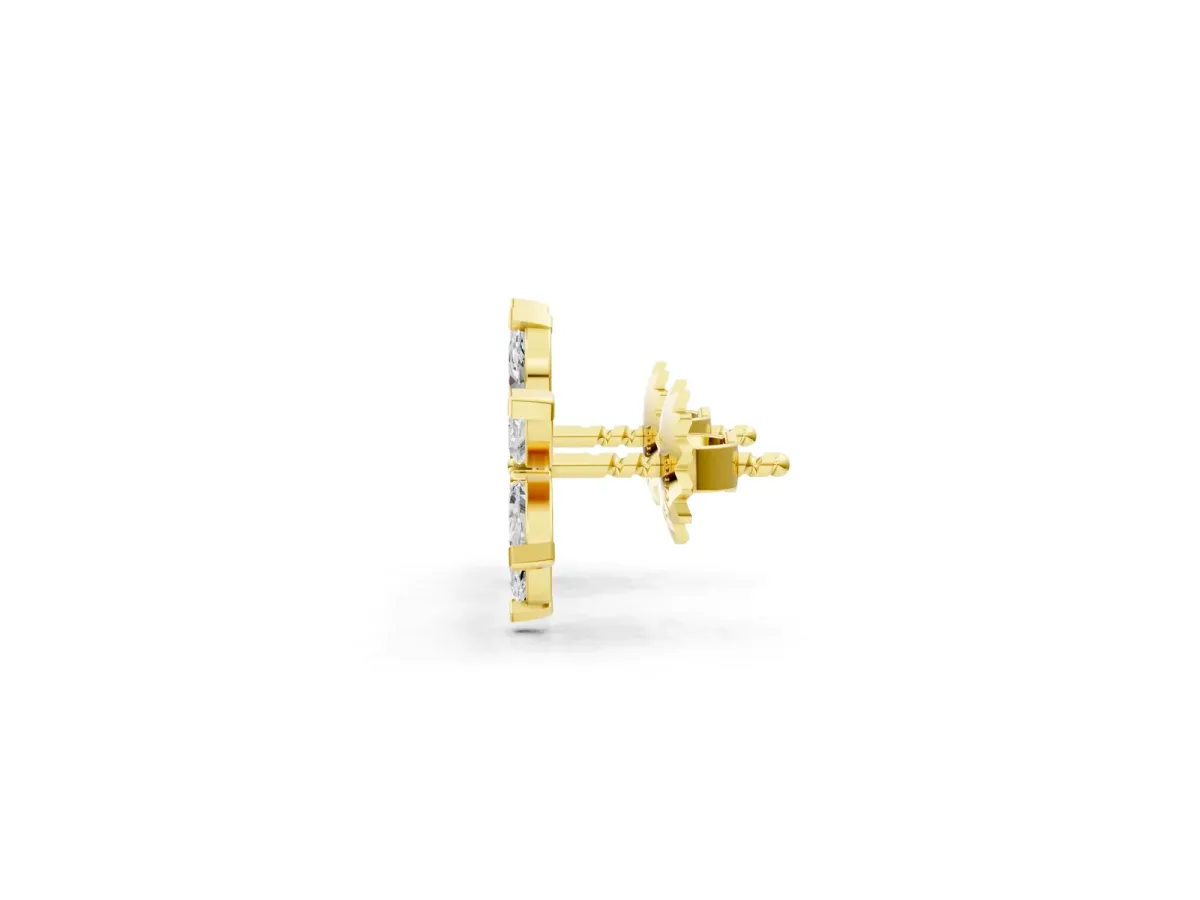 Marquise Diamond Sunflower Stud Earrings Yellow gold