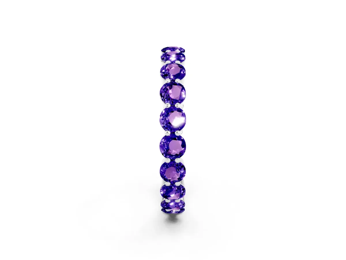 Round Tanzanite Eternity Band with U-Prong Setting Silver