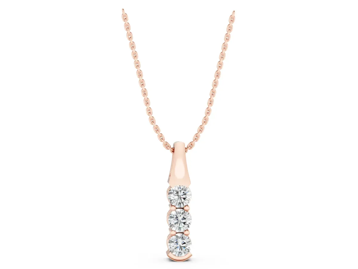 Four-Stone Round Diamond Channel-Set Pendant Rose gold