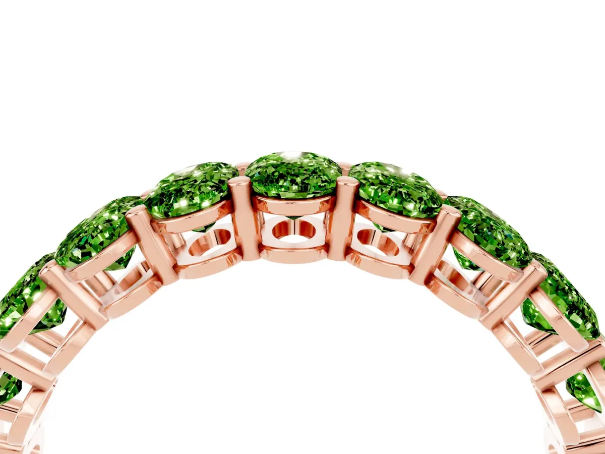 Oval Cut Peridot Eternity Band with Shared Prong Setting Rose gold