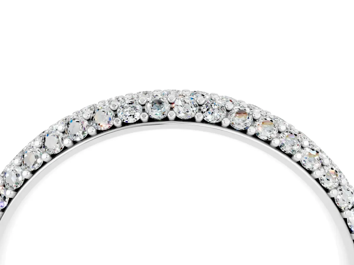 Round Moissanite Pavé Eternity Band with Shared Prong Setting White gold