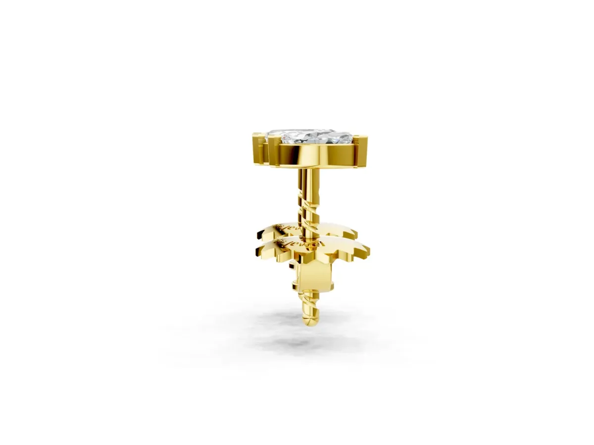Marquise Diamond Two Stone Stud Earrings Yellow gold