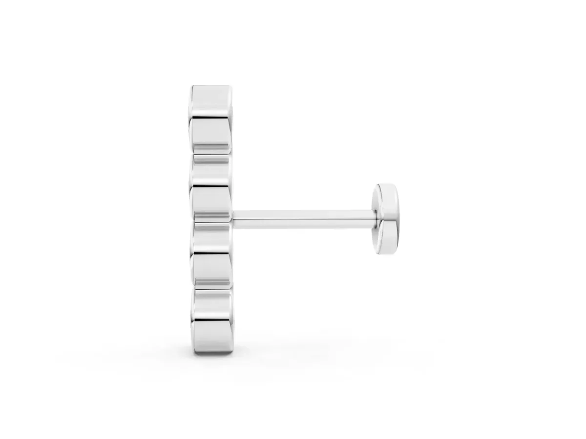 Round Diamond Row Flatback Earring Silver