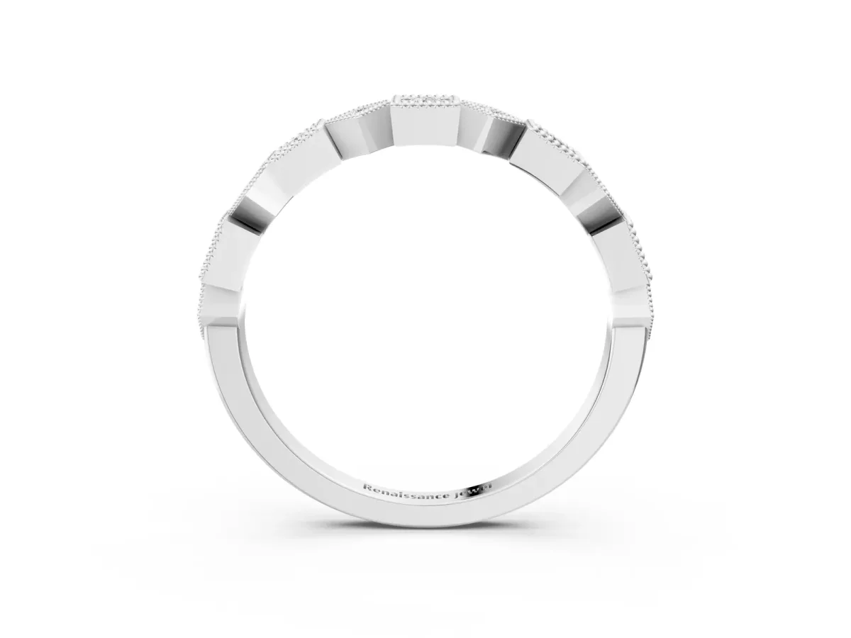 Milgrain Square Diamond Eternity Band with Bezel Setting Platinum