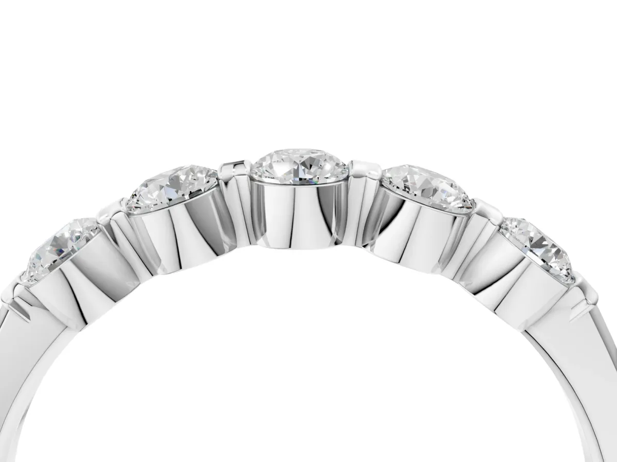 Five-Stone Round Cut Diamond Prong-Set Half Eternity Band White gold