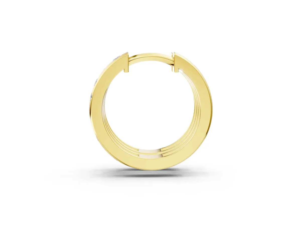 Round Diamond Mosaic Hoop Earrings Yellow gold