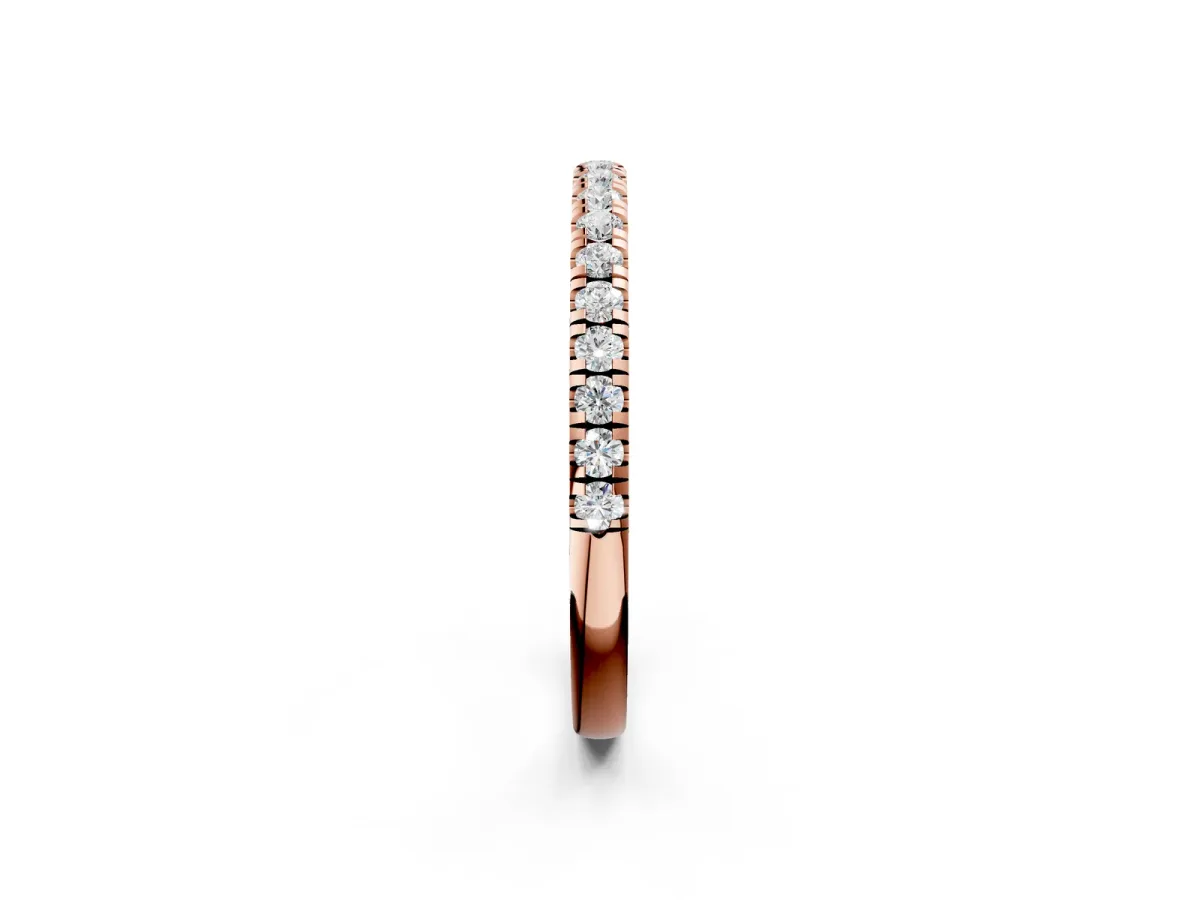 Pavé Round Diamond Half Eternity Band with Shared Prong Setting Rose gold