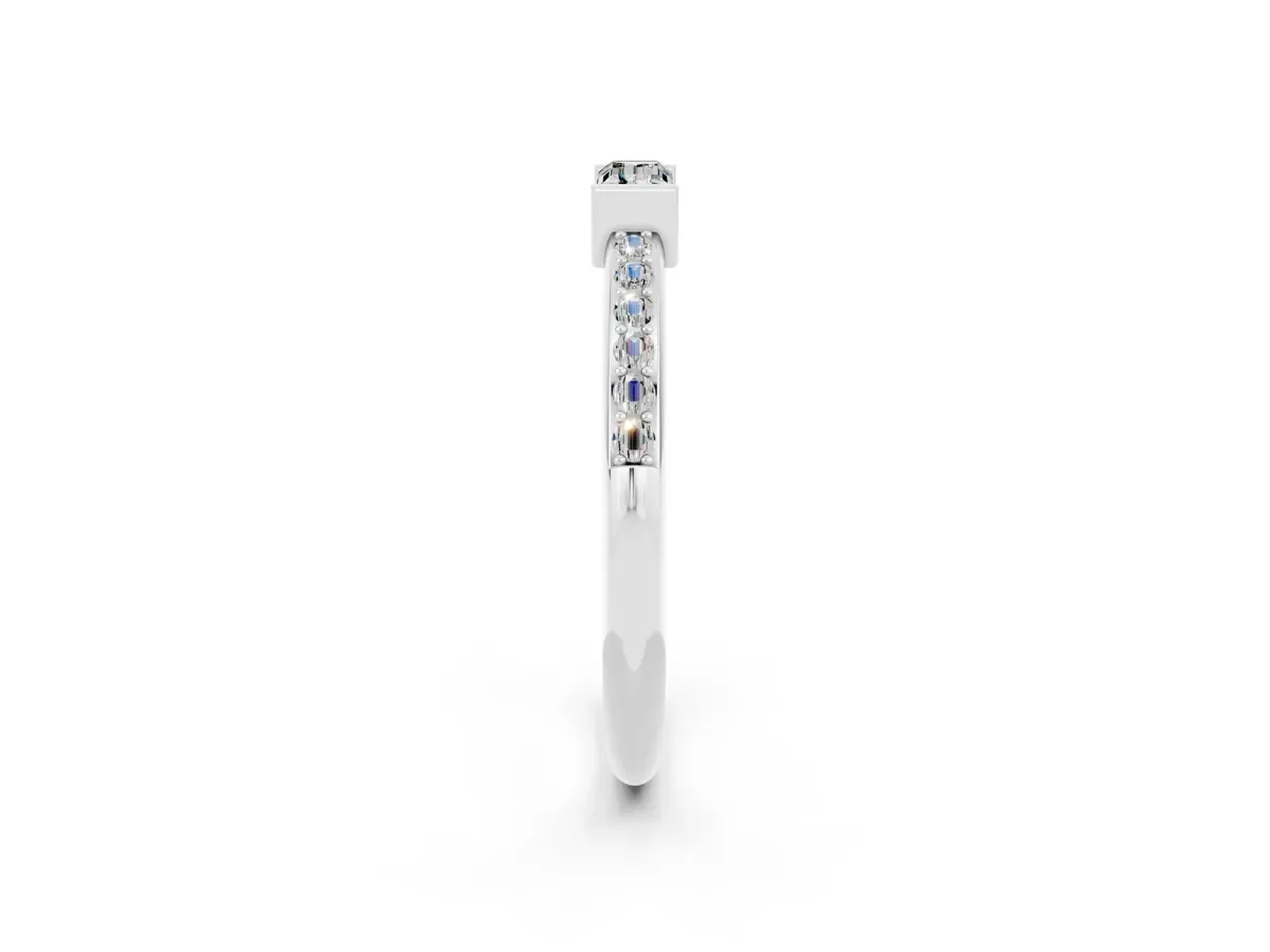 Baguette Moissanite Pavé Band with Bar Setting Silver