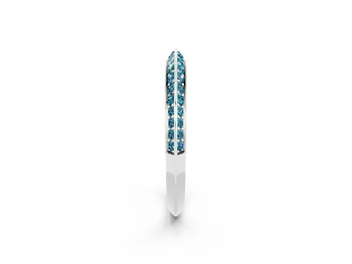 Double Row Pavé Round Blue Topaz Eternity Band with Channel Setting Silver