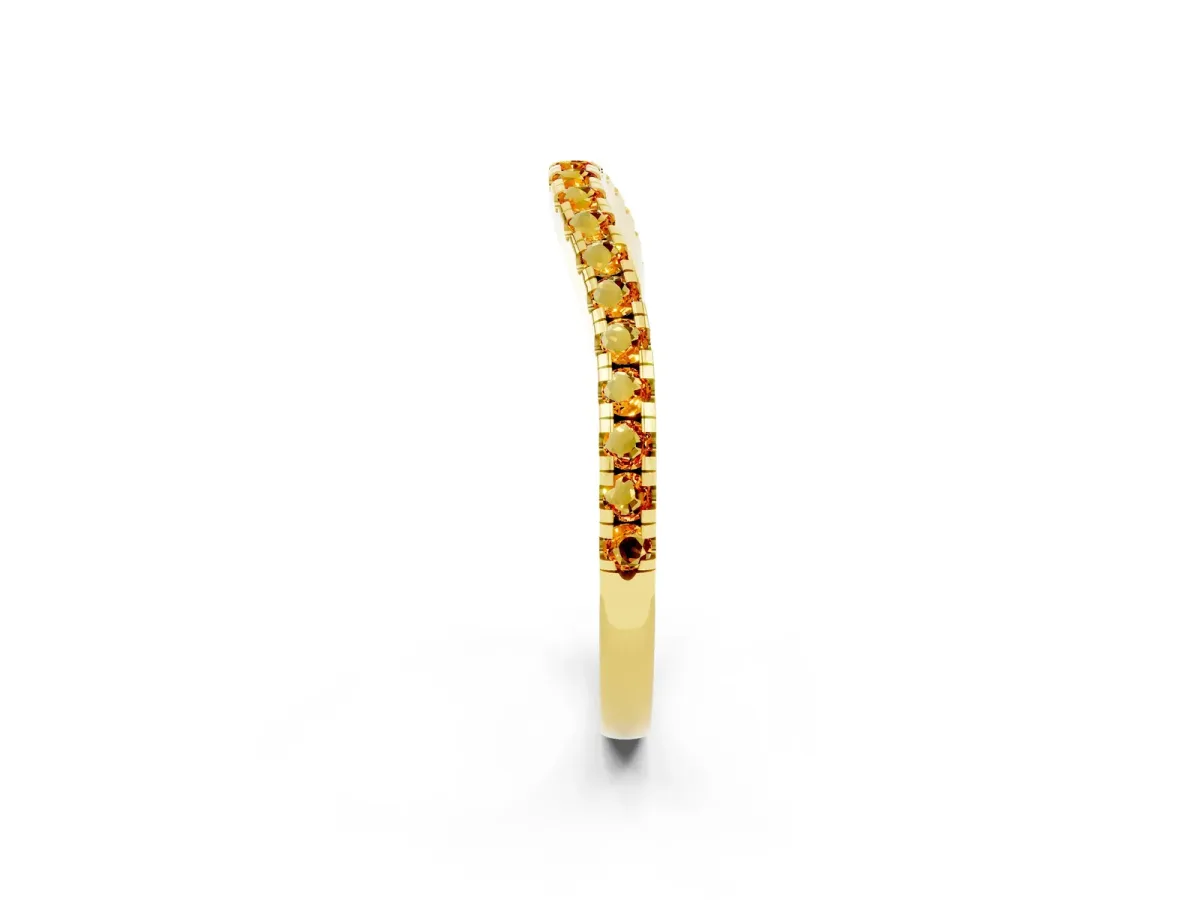 Round Citrine Pavé Half Eternity Band with Shared Prong Setting Yellow gold