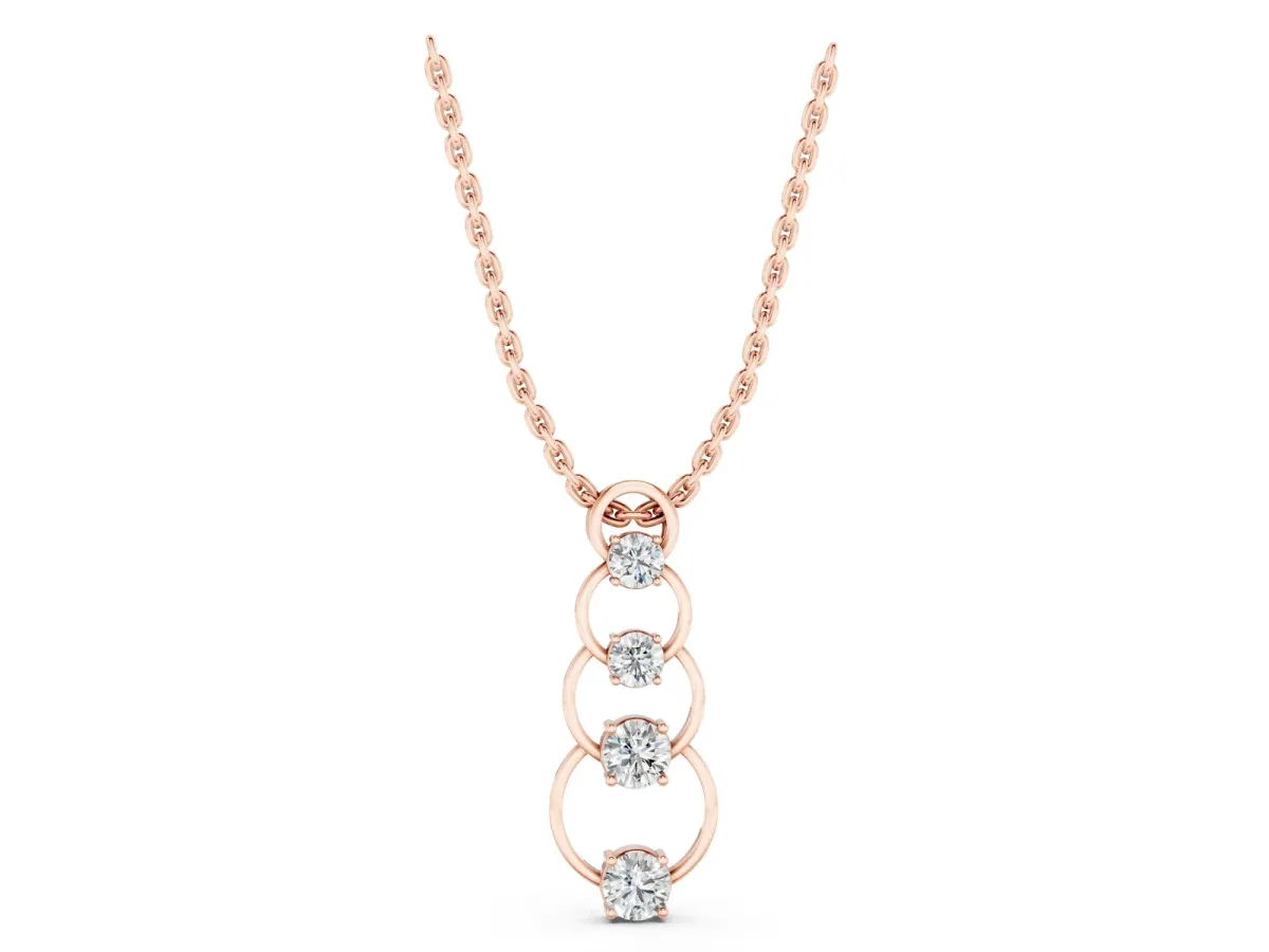 Round Diamond Four-Prong Circle Pendant Rose gold