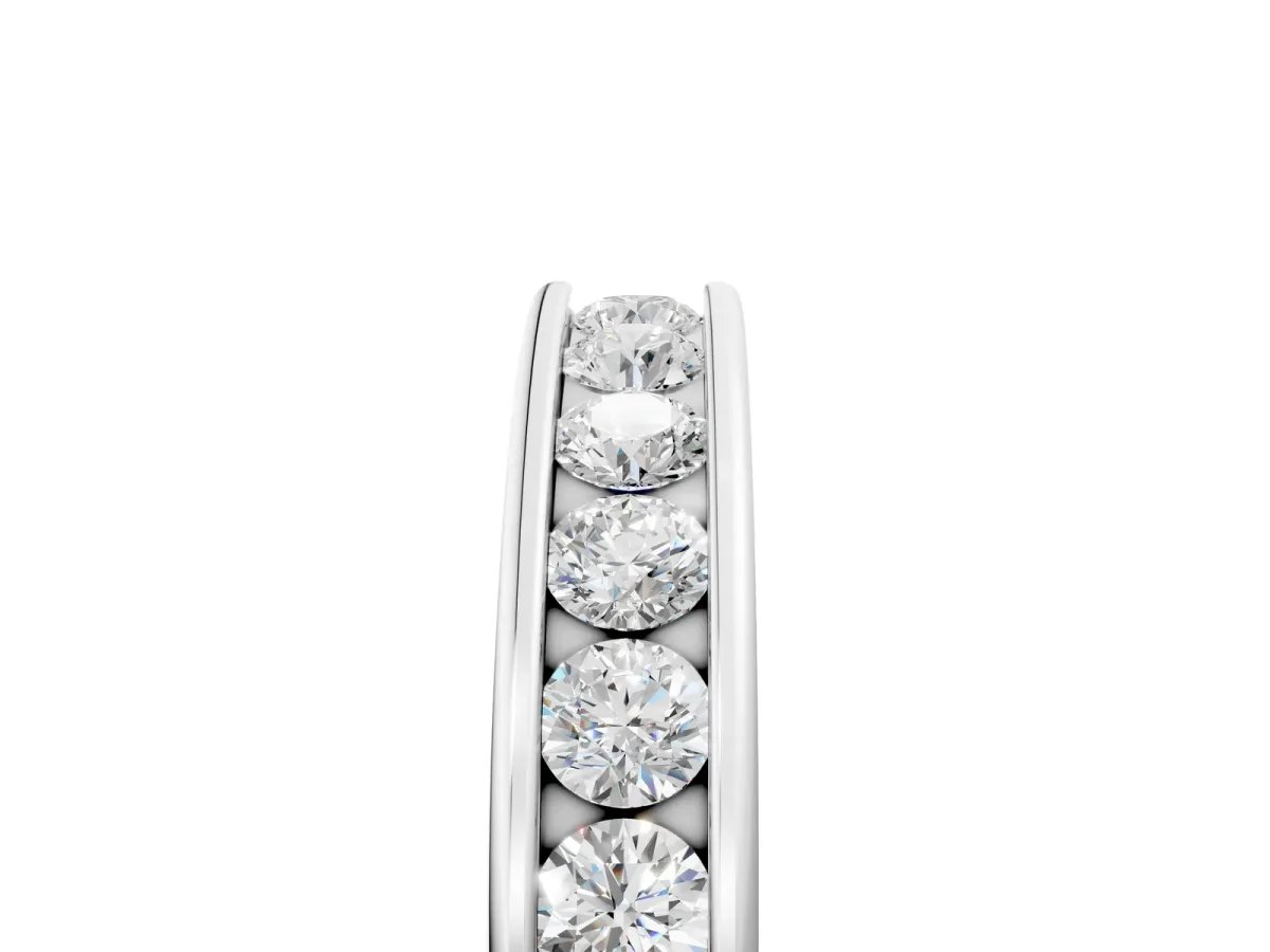 Channel Set Round Diamond Eternity Band Silver