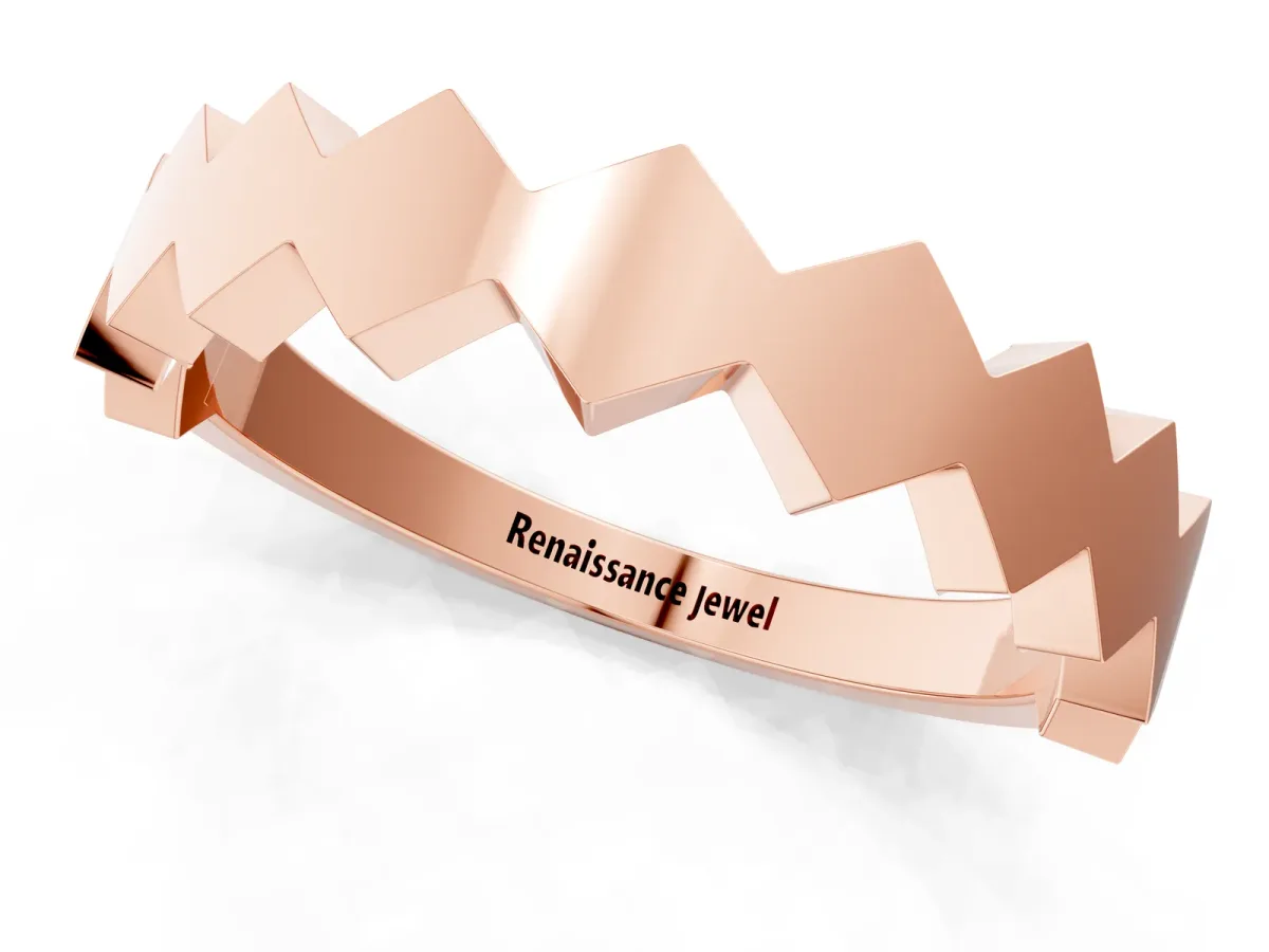 Zigzag Chevron Band with No Stone Rose gold