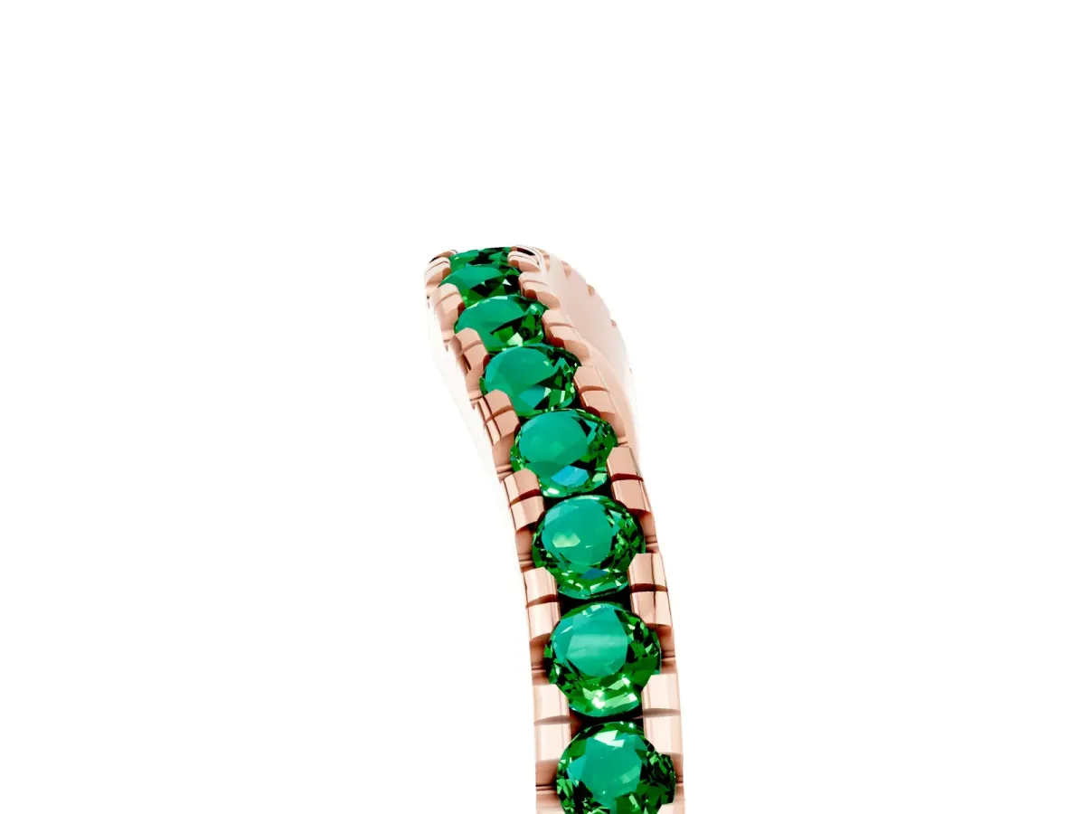 Emerald Pavé Curved Wedding Band Rose gold