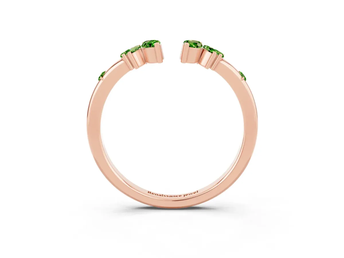 Open Marquise Cluster Peridot Band with Prong Setting Rose gold