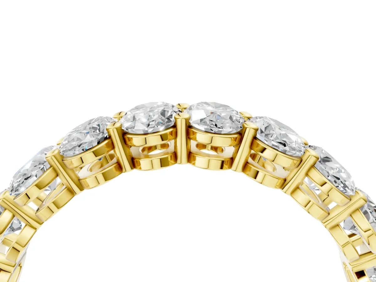 Oval Diamond Prong-Set Eternity Band Yellow gold