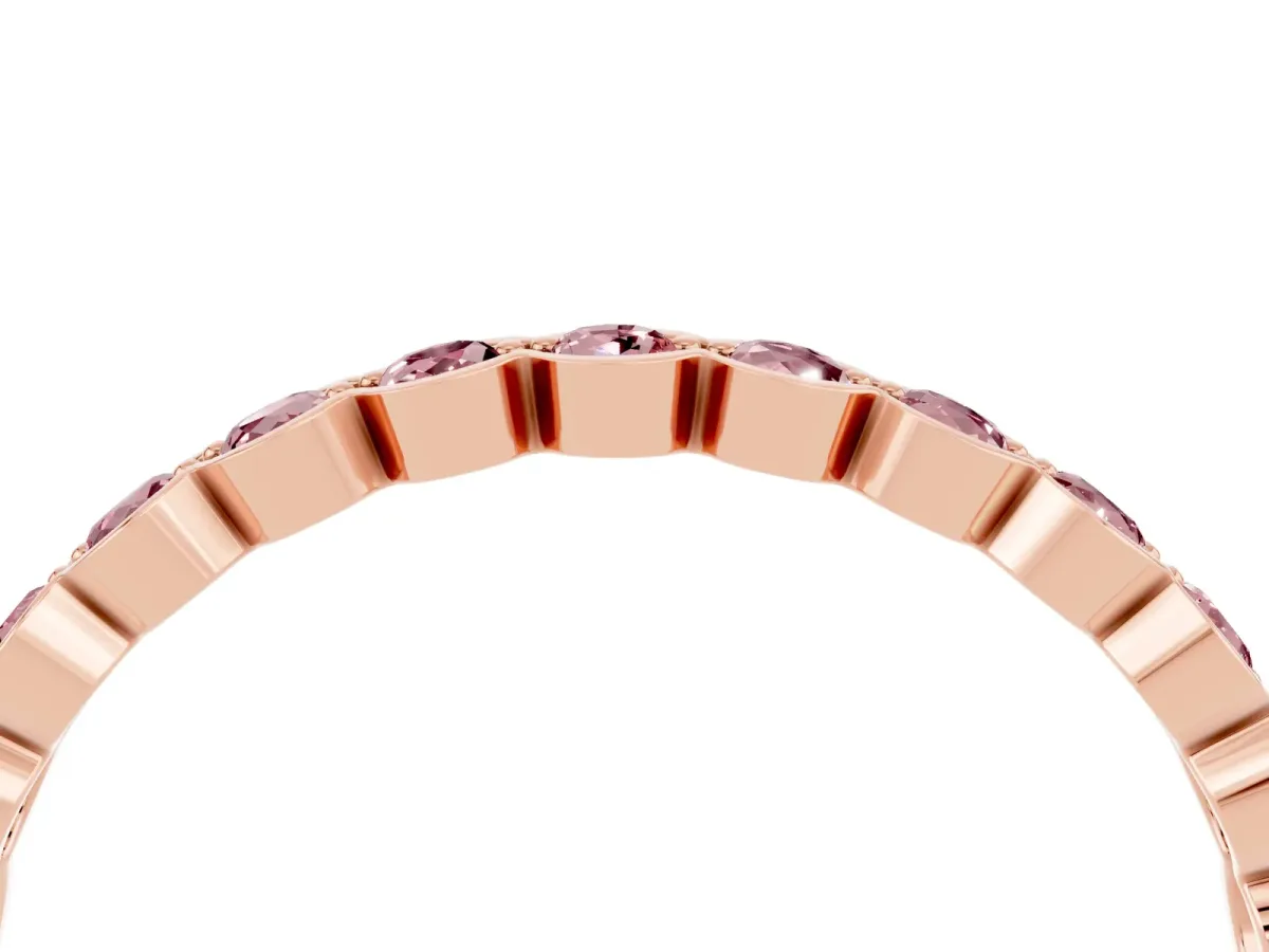 Round Morganite Bezel Set Eternity Band Rose gold
