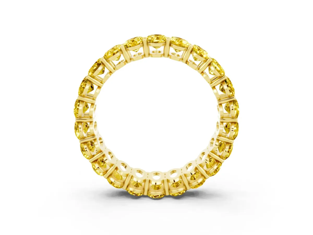 Oval Cut Yellow Sapphire Eternity Band with Shared Prong Setting Yellow gold