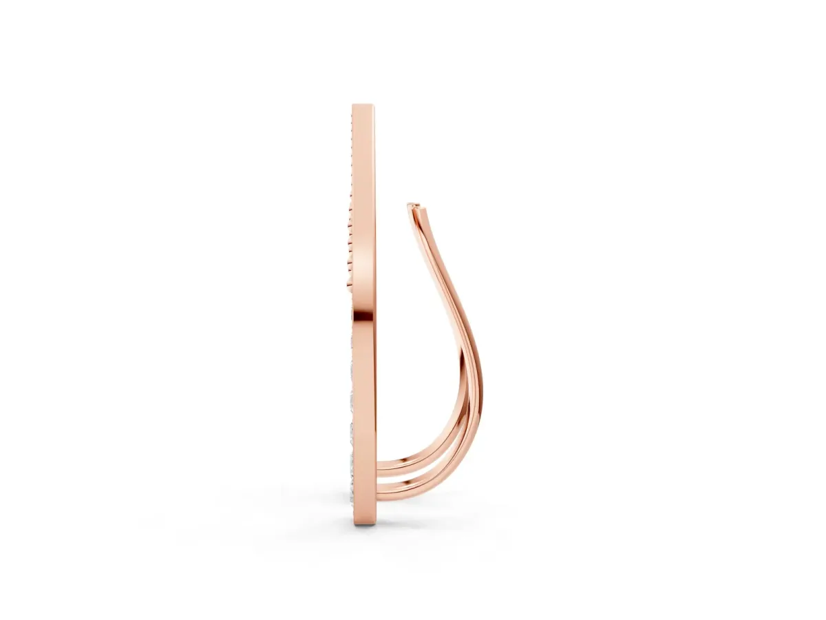 Pavé Round Diamond Curved Bar Earrings Rose gold