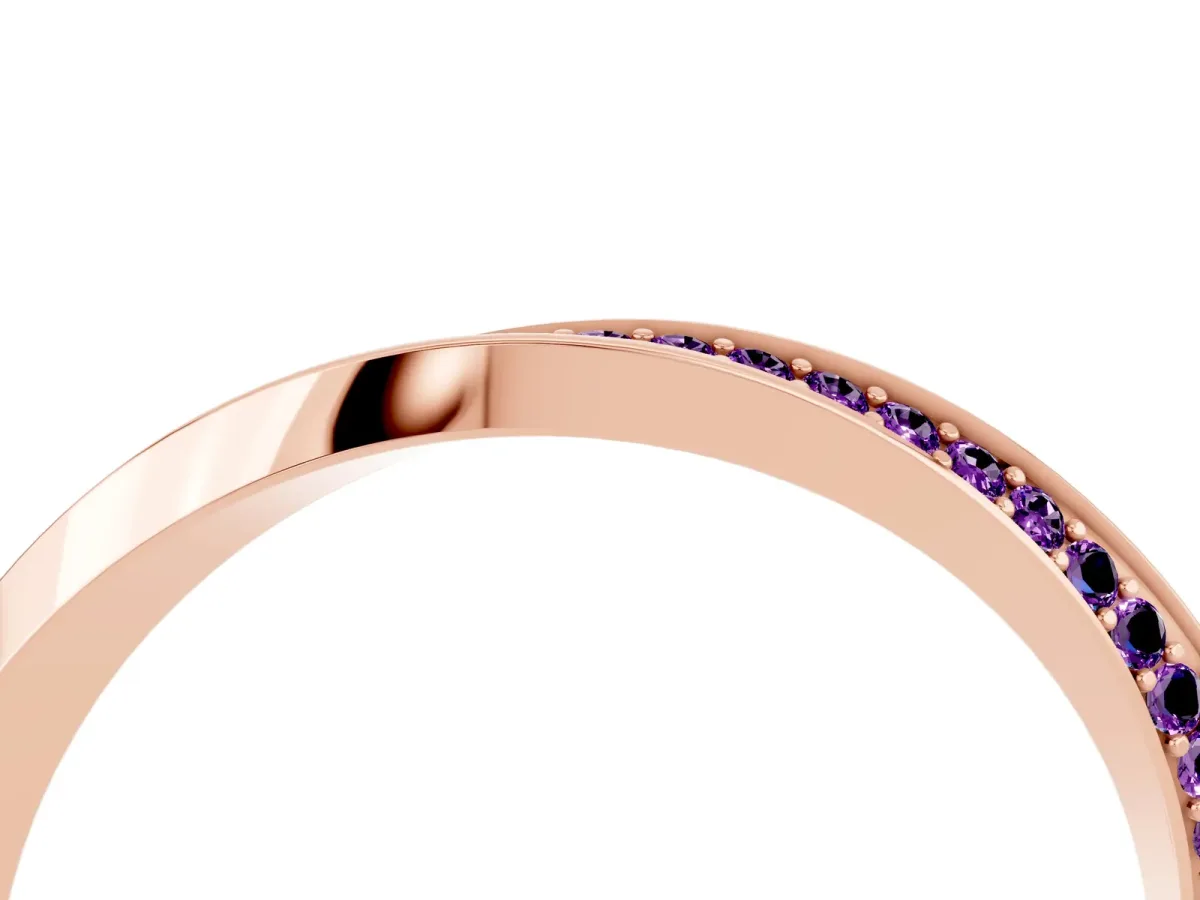 Pavé Round Amethyst Twist Band Rose gold