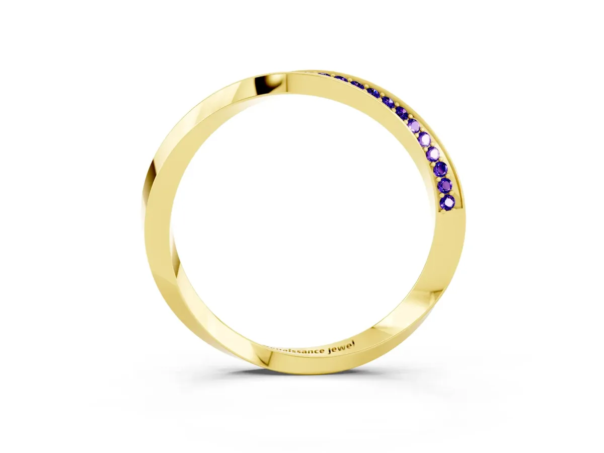 Pavé Round Tanzanite Twist Band Yellow gold