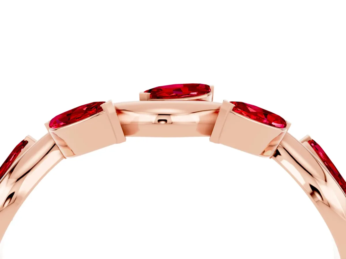 Marquise Ruby Twisted Band with Prong Setting Rose gold