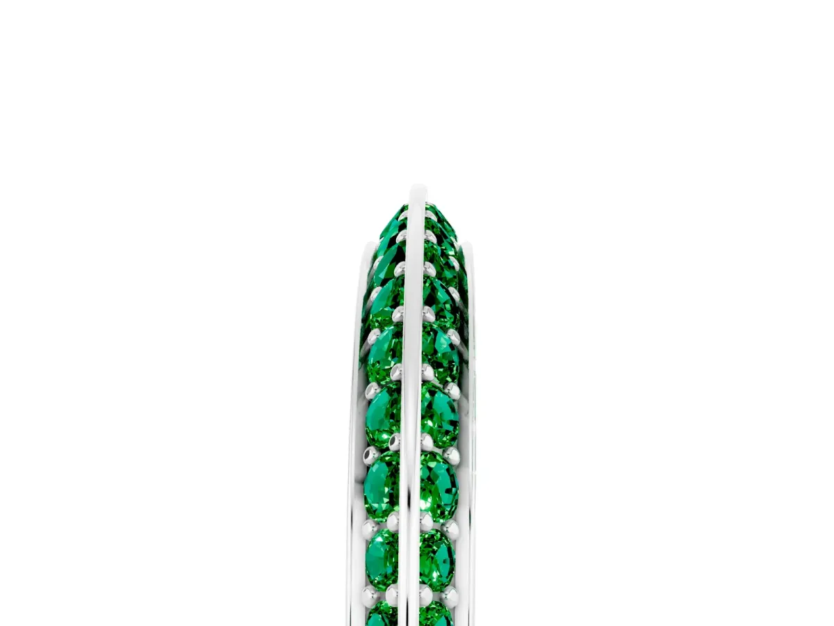 Double Row Pavé Round Emerald Eternity Band with Channel Setting White gold