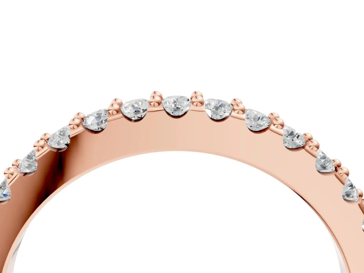 Round Diamond Pavé Set Half Eternity Band Rose gold