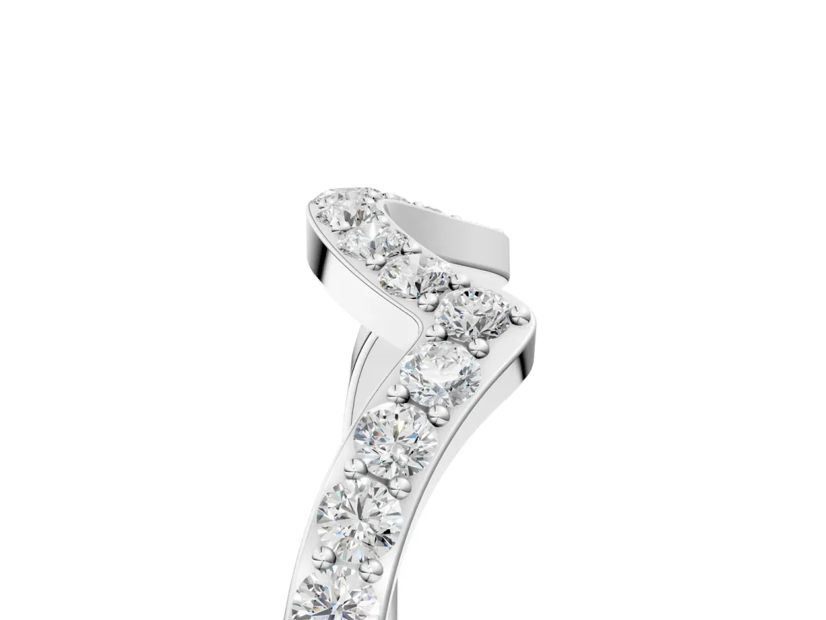 Curved Pave Round Diamond Contour Band with Shared Prong Setting Platinum