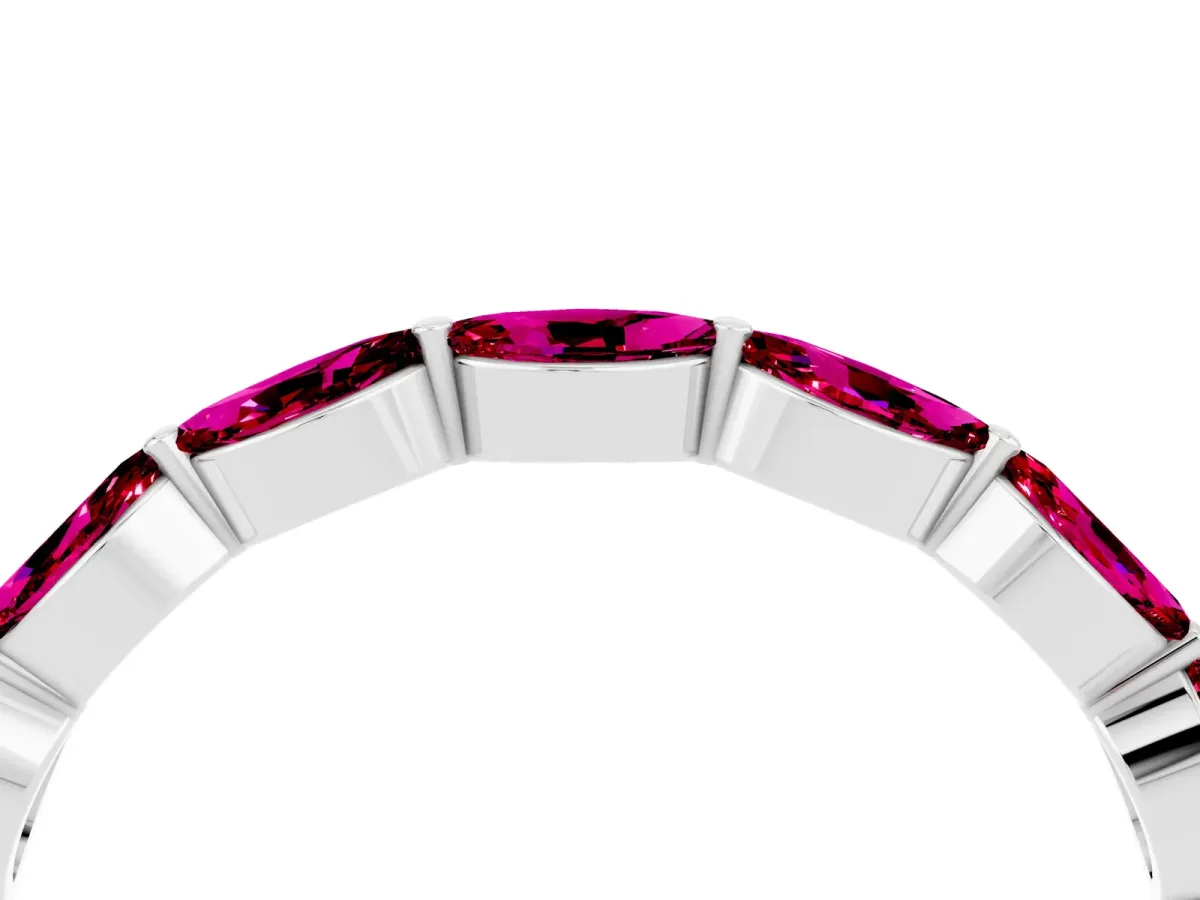 Marquise Garnet Half Eternity Band with Prong Setting White gold