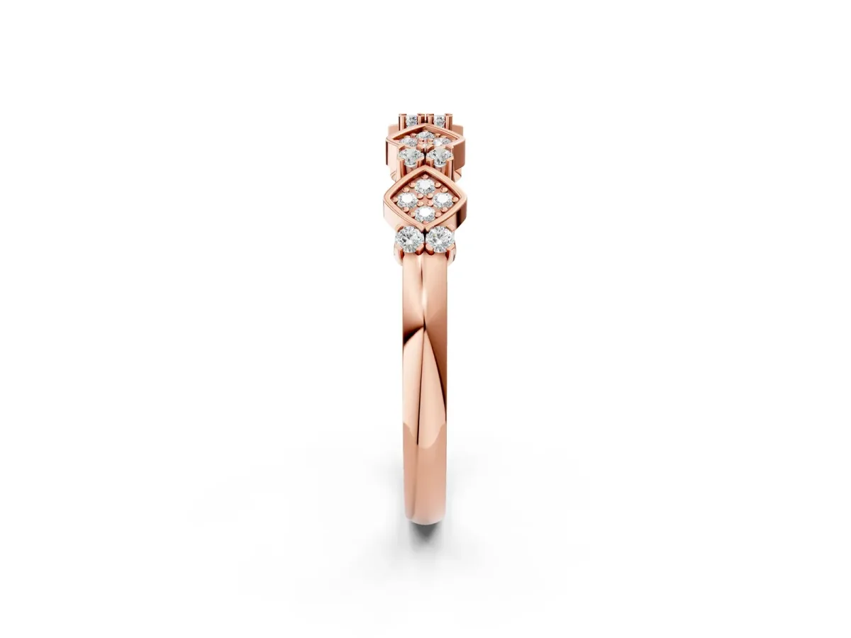 Pavé Cushion Diamond Cluster Eternity Band with Prong Setting Rose gold