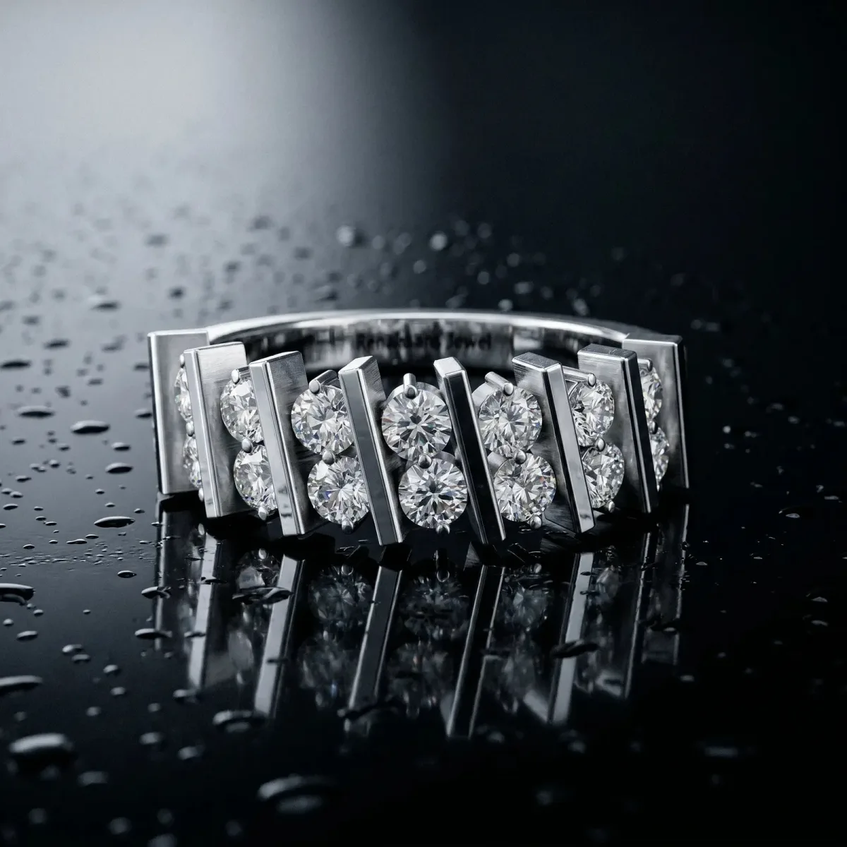 Channel Set Round Diamond Anniversary Band with Vertical Prongs Silver