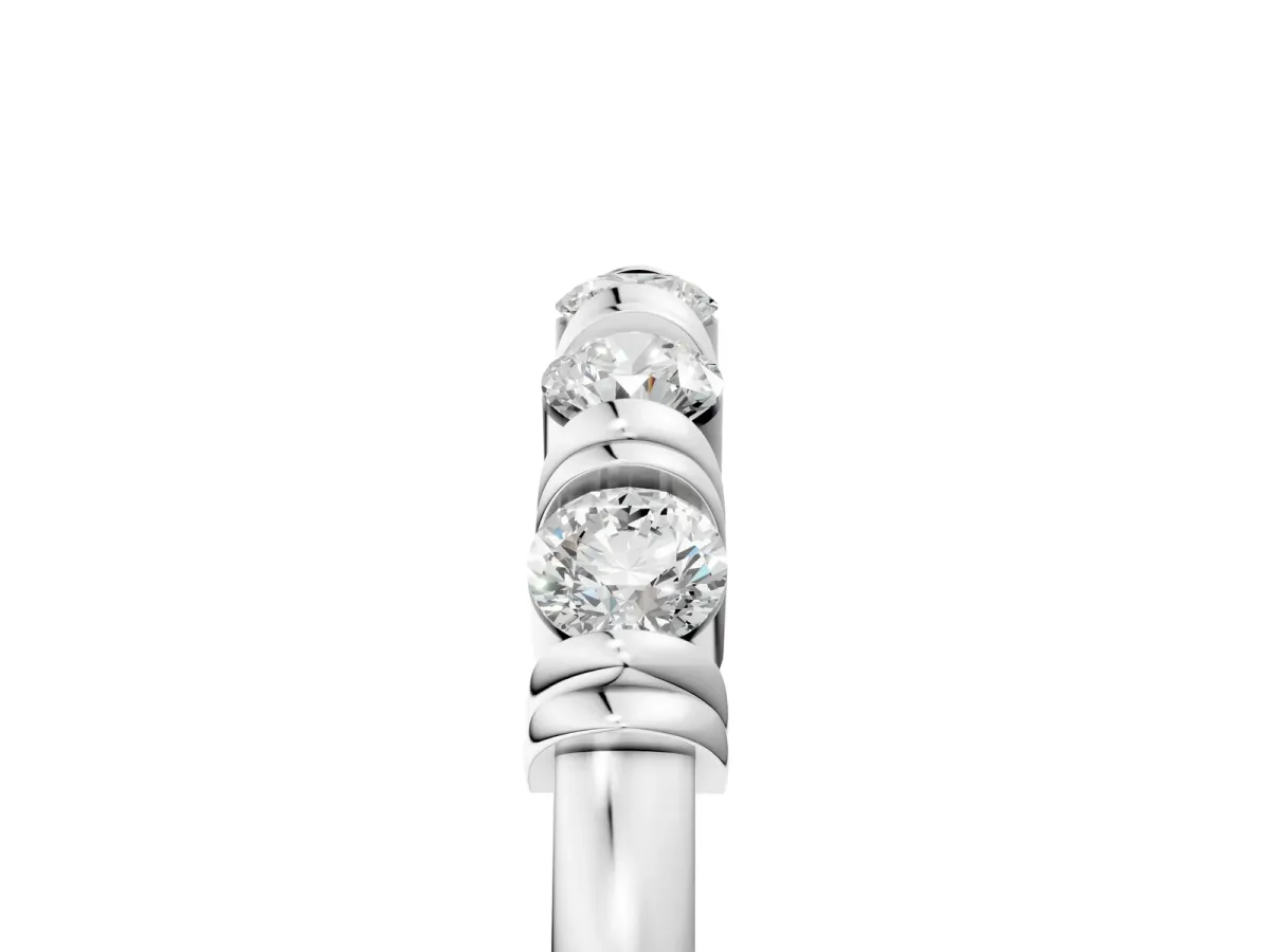 Bezel-Set Round Diamond Half-Eternity Band Silver
