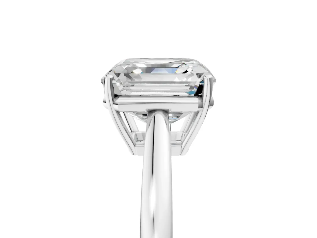 Asscher Cut Solitaire Diamond Ring with Split Shank and Four-Prong Setting Platinum