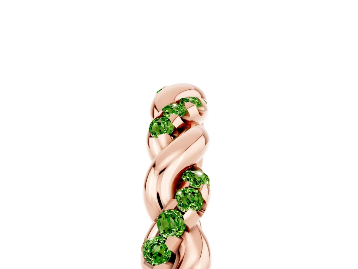Twisted Pavé Round Peridot Eternity Band Rose gold