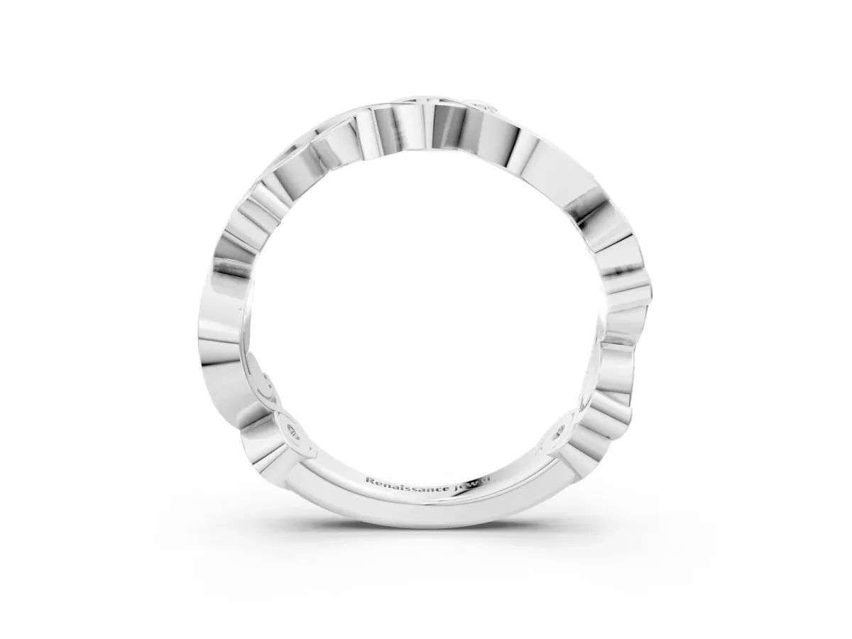 Marquise and Round Diamond Infinity Eternity Band with Bezel Setting Silver