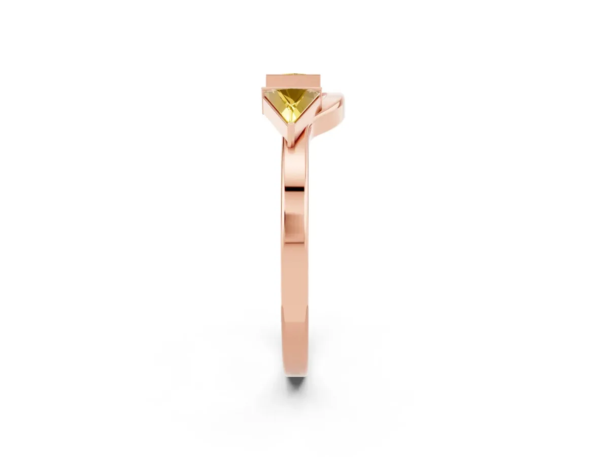 Trillion Yellow Sapphire Open Band Ring with Bezel Setting Rose gold