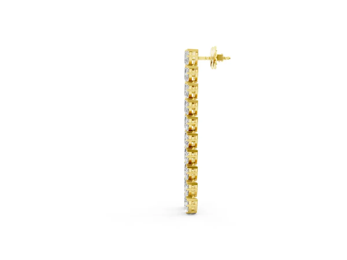 Marquise Diamond Linear Dangle Earrings Yellow gold