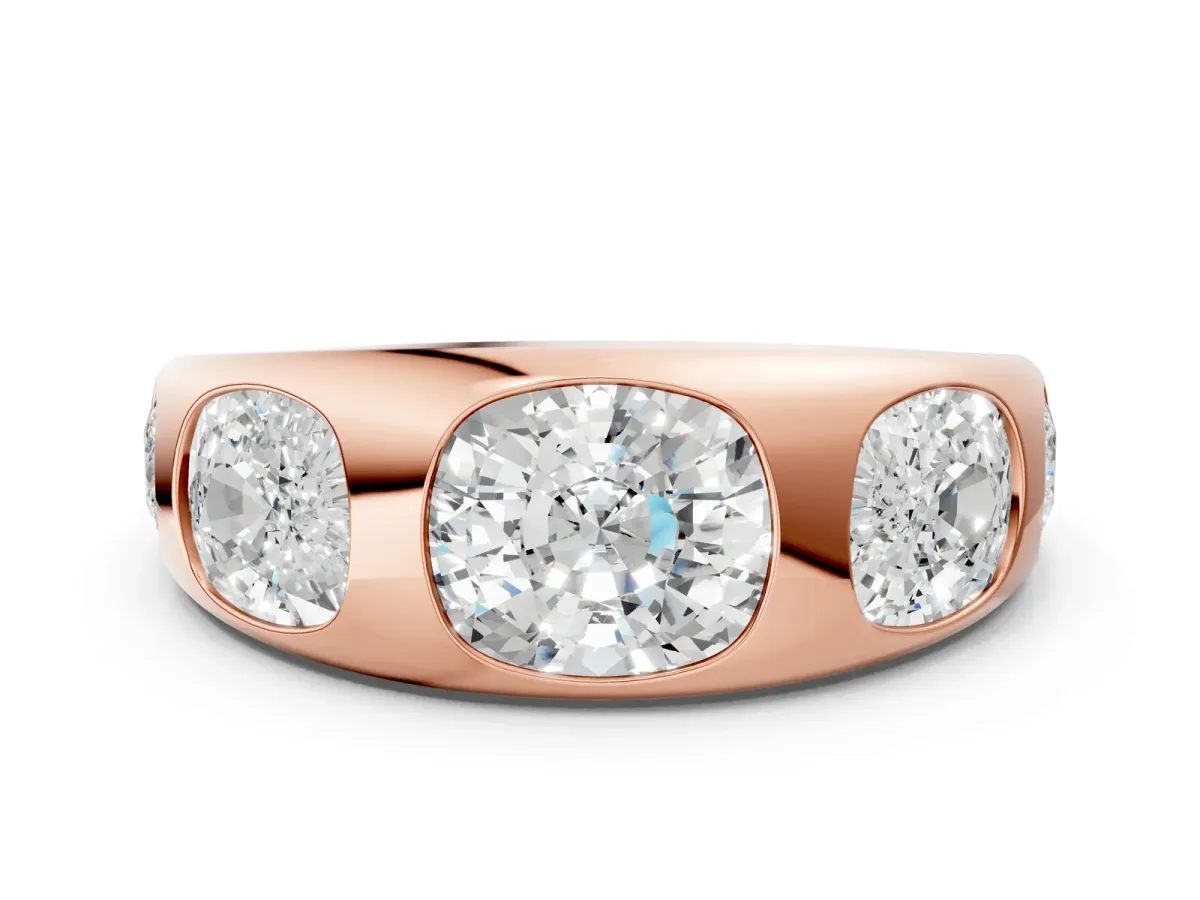 Graduated Cushion Diamond Five-Stone Mens Band Rose gold