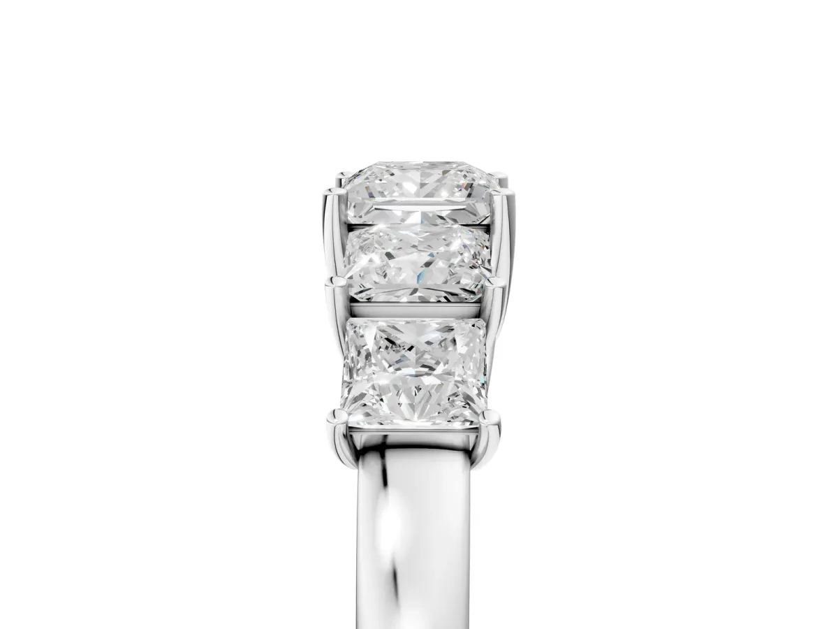 Princess Cut Five-Stone Diamond Ring with Classic Prong Setting White gold