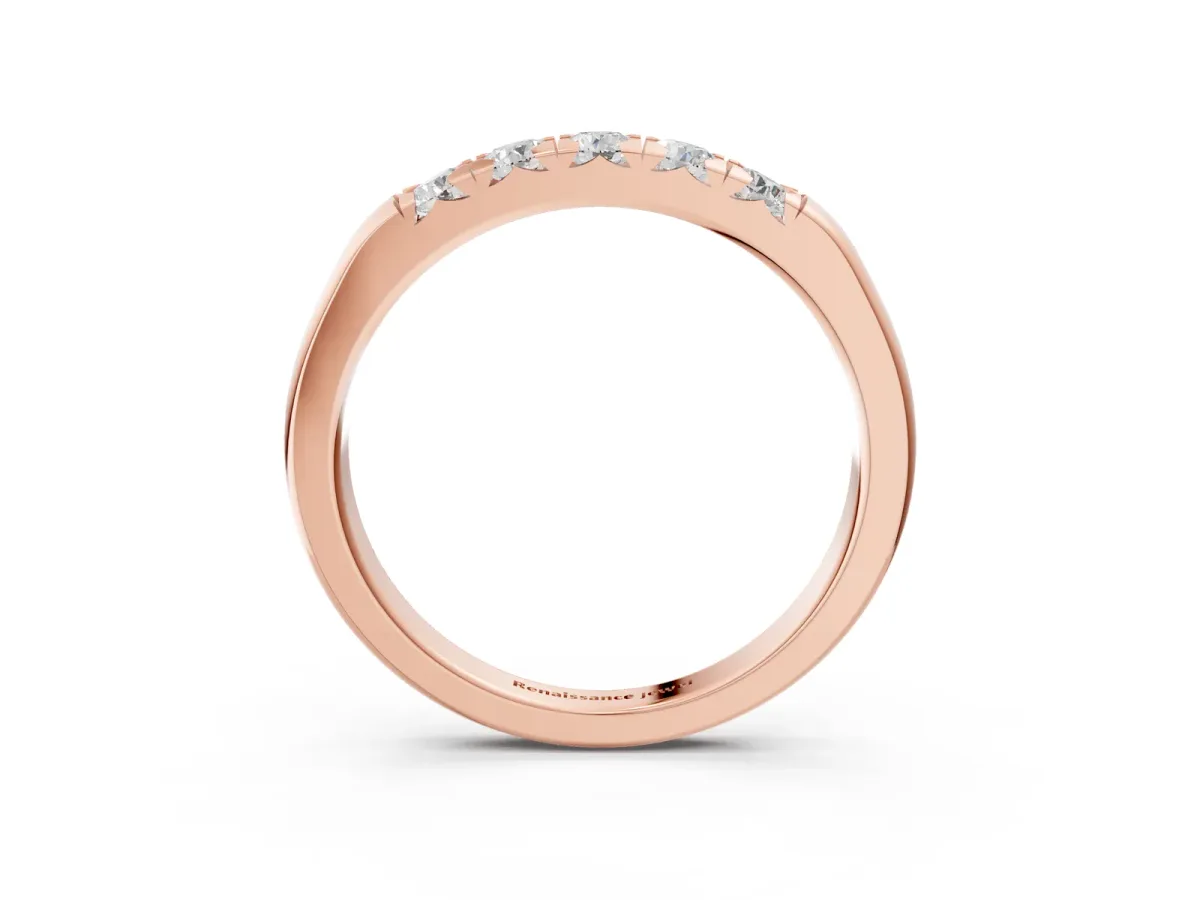 Round Diamond Channel Set Half Eternity Band Rose gold