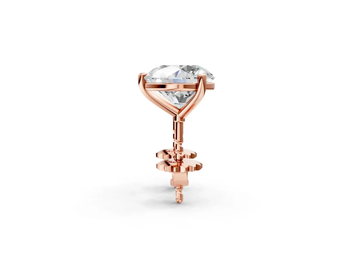 Round Brilliant Diamond Martini Stud Earrings Rose gold